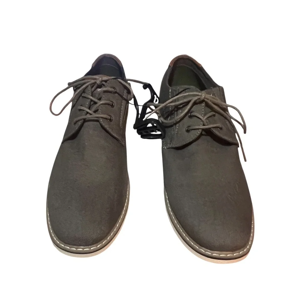 George Mens Dress‎ Shoes Size 12M Brown Fabric Upper Memory Foam Oxfords NEW